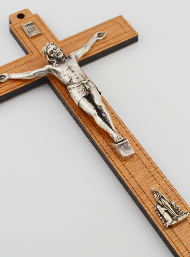 Crucifix en Bois avec Apparitions de Lourdes - Argenté 21 cm (pic 3)