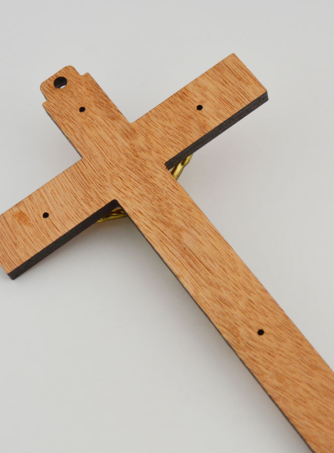 Crucifix en Bois avec Apparitions de Lourdes - Doré 21 cm (pic 4)