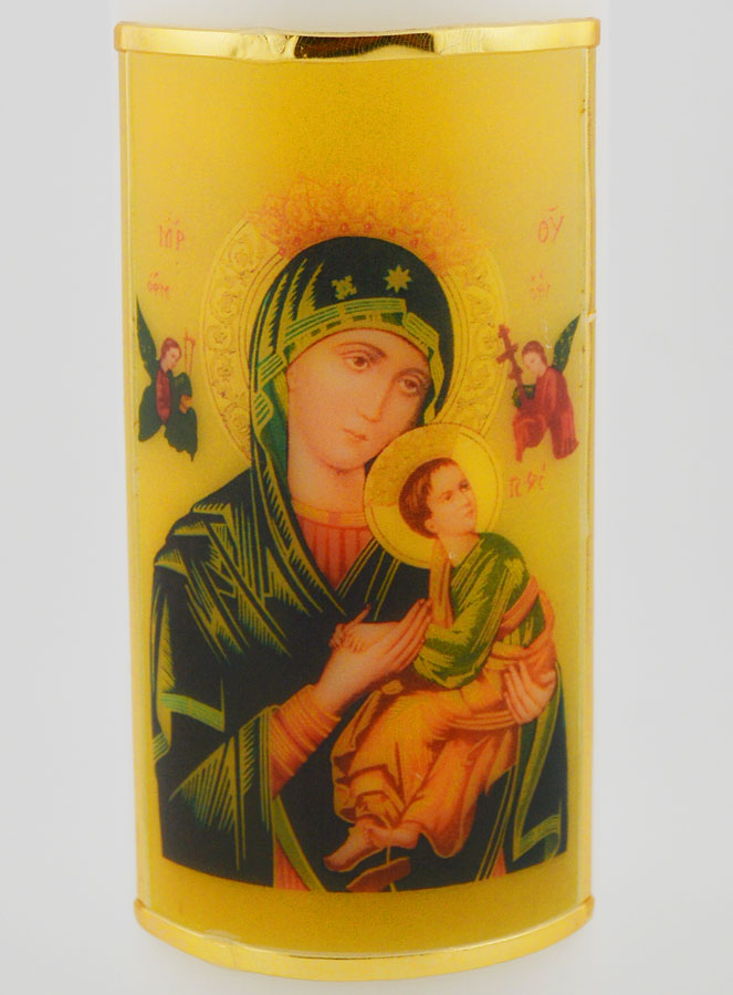 Cierge Religieux - Icône Notre Dame du Perpétuel Secours - 15 cm (pic 3)