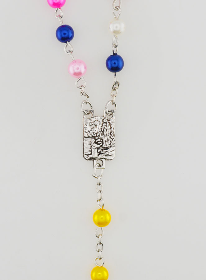 Chapelet en Perles Multicolor sur Chaîne Argenté - 60 cm (pic 3)