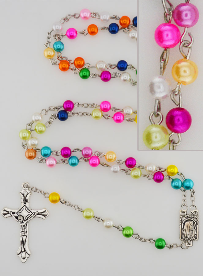 Chapelet Collier Mode en Perles Multicolor - 60 cm (pic 1)