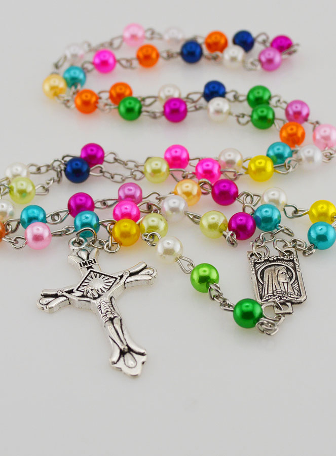 Chapelet Collier Mode en Perles Multicolor - 60 cm (pic 2)