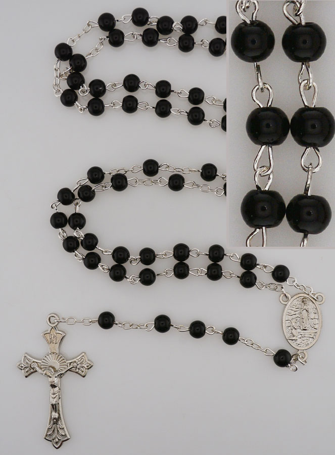 Chapelet de Lourdes en Perles Noires - 50 cm (pic 1)