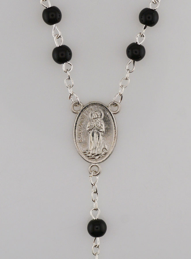 Chapelet de Lourdes en Perles Noires - 50 cm (pic 4)