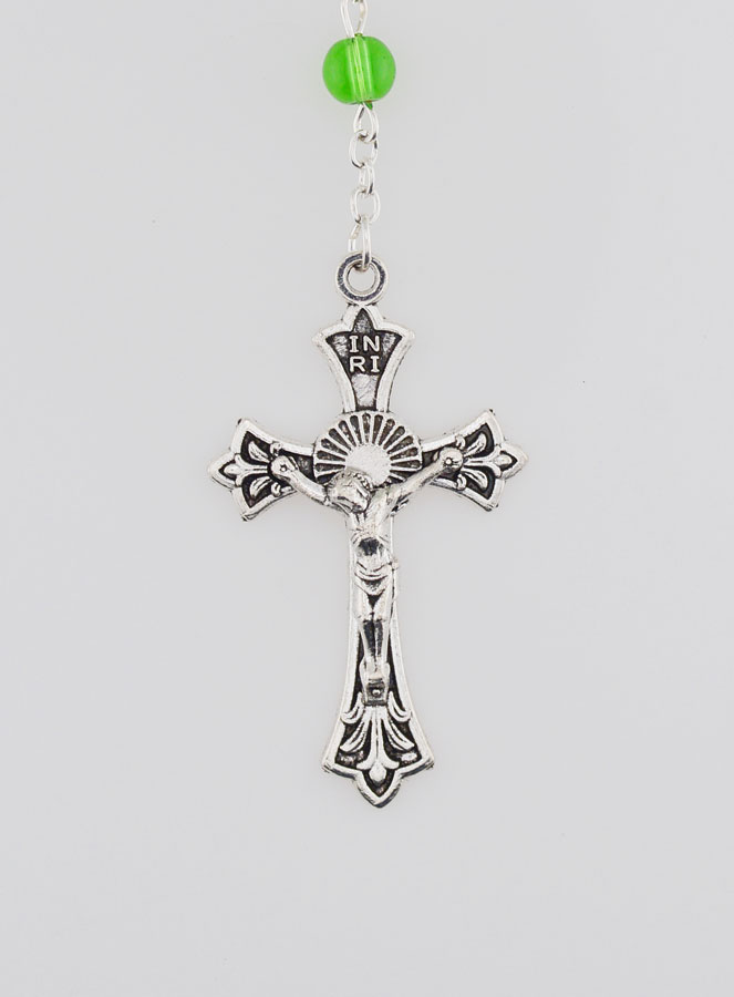 Chapelet de Lourdes en Perles de Cristal Vert - 50 cm (pic 3)