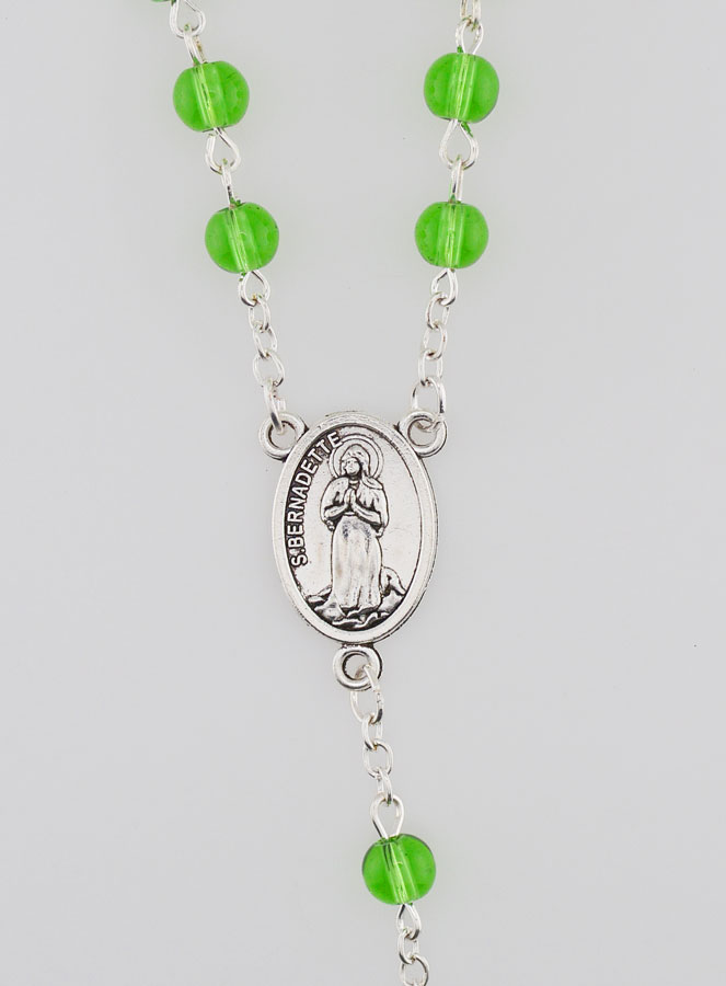 Chapelet de Lourdes en Perles de Cristal Vert - 50 cm (pic 4)
