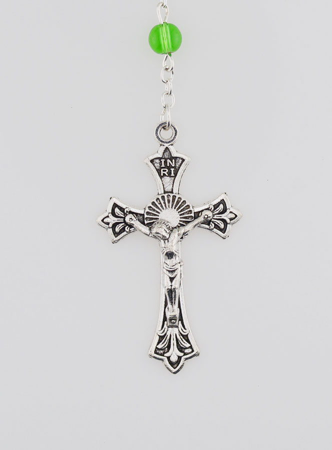 Chapelet Collier Mode en Perles de Cristal Vert de Lourdes - 50 cm (pic 3)