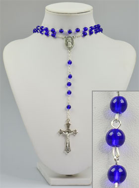 Chapelet Mode en Perles de Cristal Bleu Foncé de Lourdes - 50 cm (pic 1)