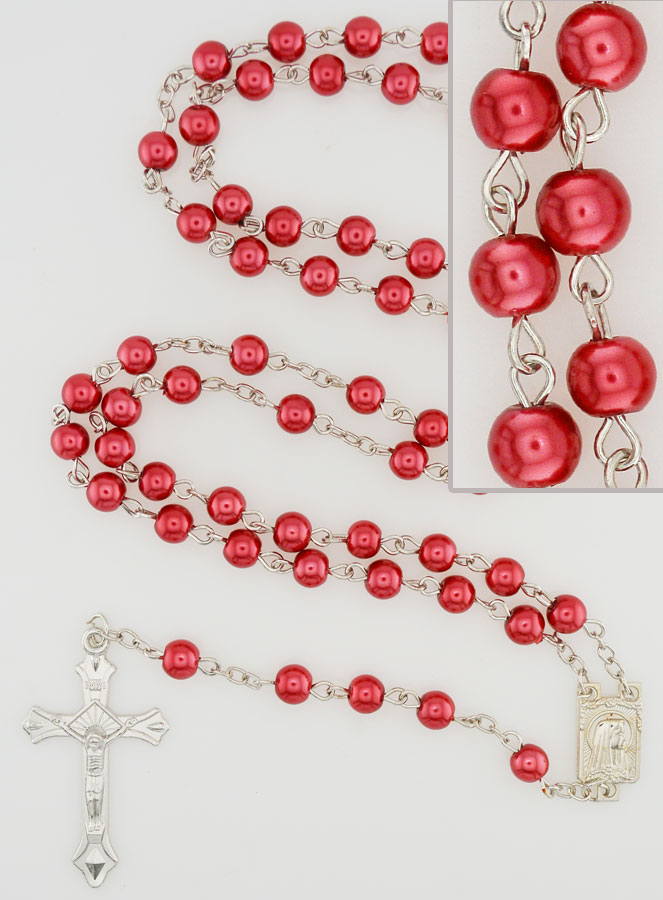 Chapelet Fashion Mode en Perles Rouges - 60 cm (pic 1)