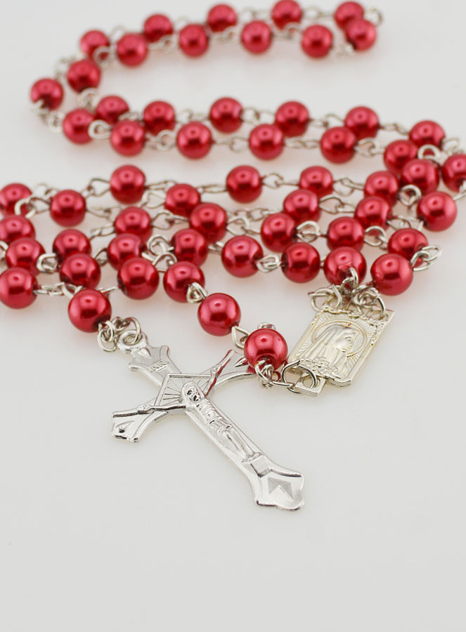 Chapelet Fashion Mode en Perles Rouges - 60 cm (pic 2)