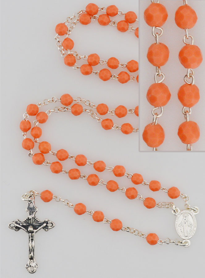 Chapelet en Argent Massif et Perles de Corail (pic 1)