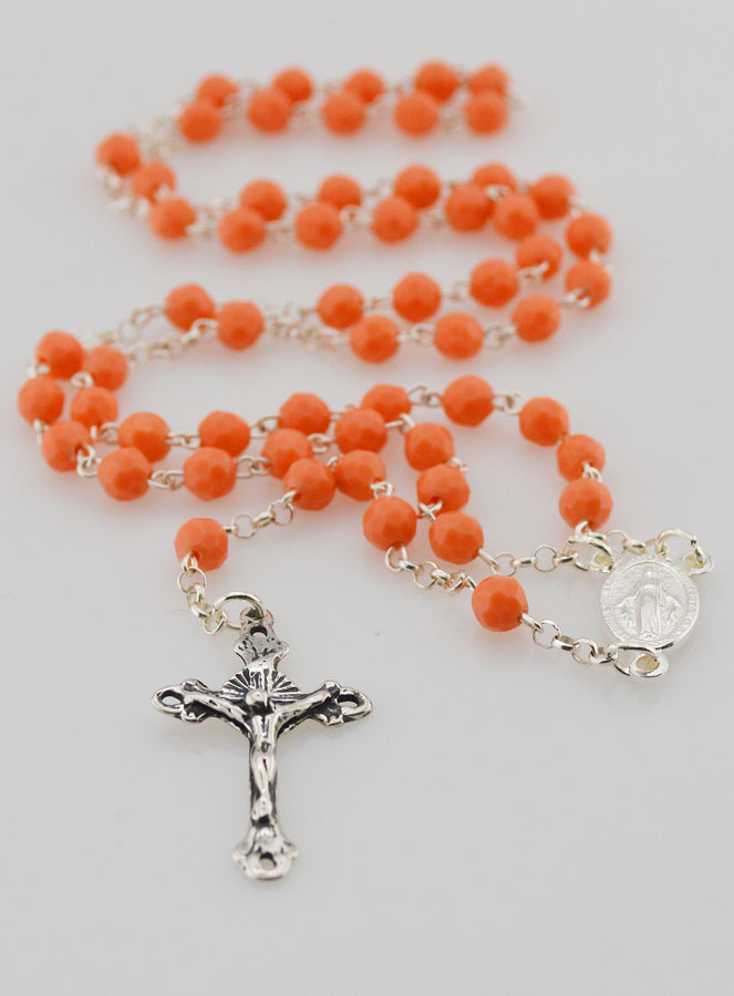 Chapelet en Argent Massif et Perles de Corail (pic 2)
