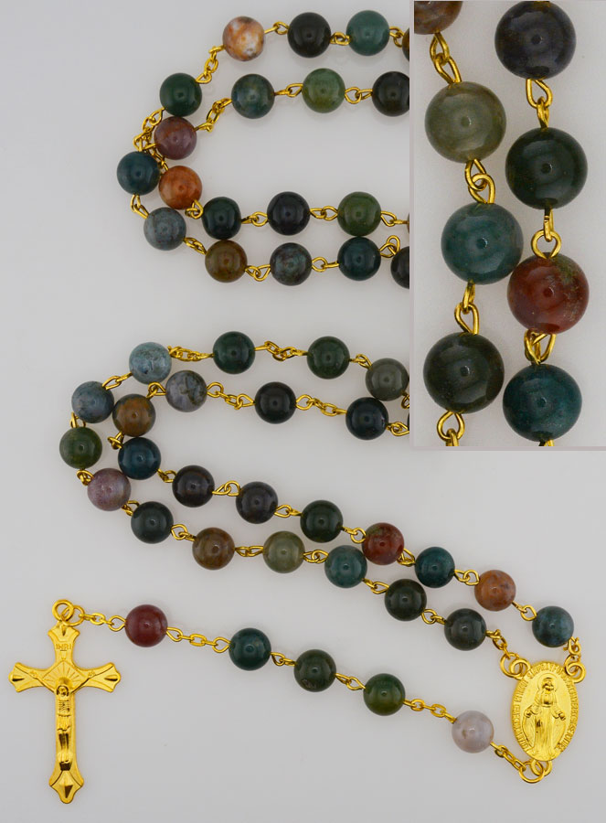 Chapelet Or en Perles d'Agate Véritable (pic 1)
