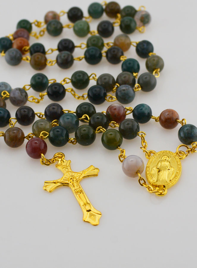 Chapelet Or en Perles d'Agate Véritable (pic 2)