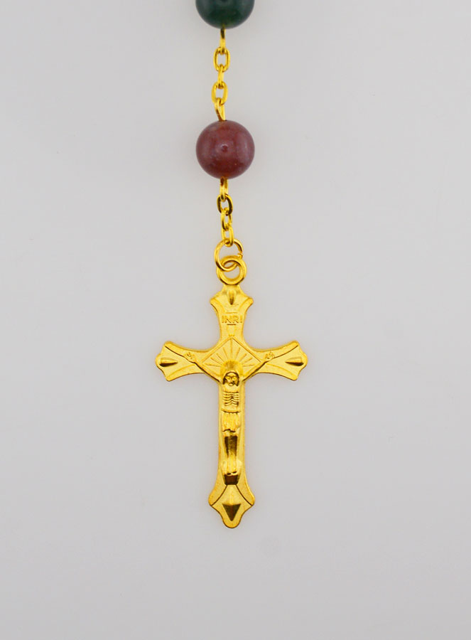 Chapelet Or en Perles d'Agate Véritable (pic 3)