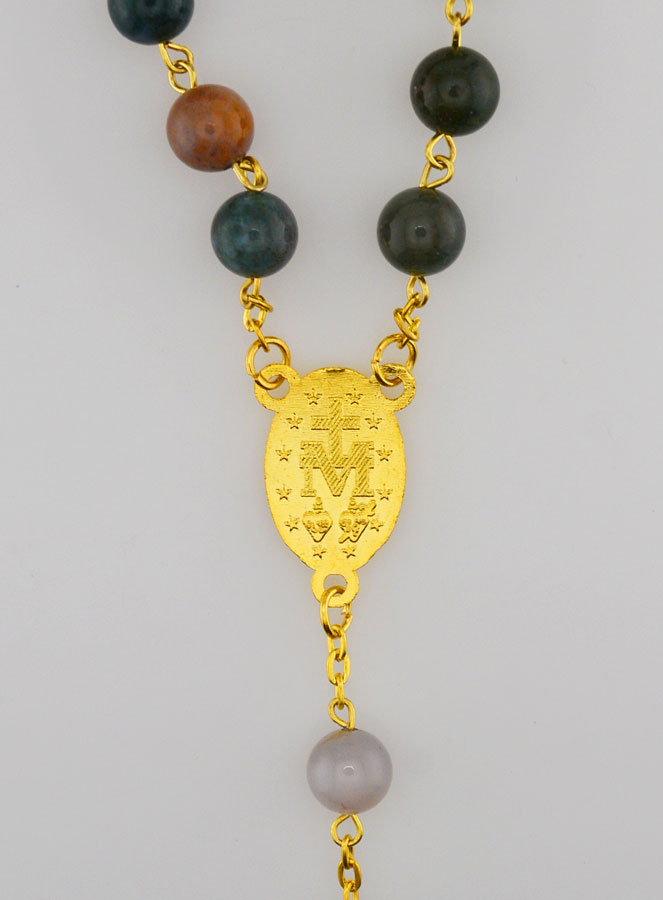 Chapelet Or en Perles d'Agate Véritable (pic 4)