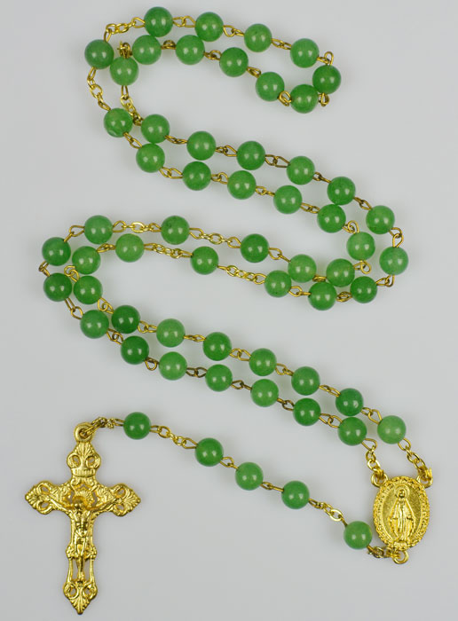 Chapelet en Plaqué Or et Perles Aventurine Véritable (pic 2)