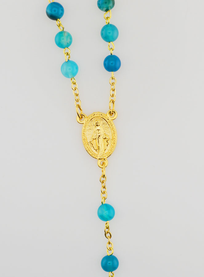 Chapelet Plaqué Or et Perles d'Agate Véritable (pic 4)