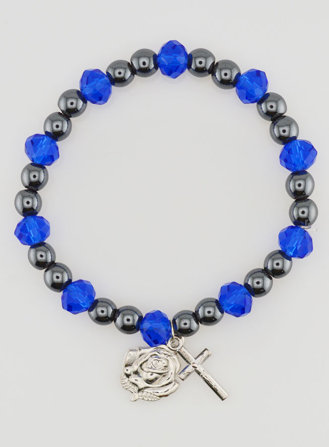Bracelet Religieux Perles Noires et Bleues (pic 1)