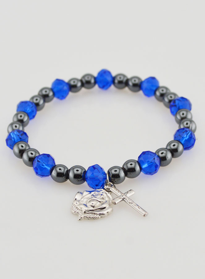 Bracelet Religieux Perles Noires et Bleues (pic 2)