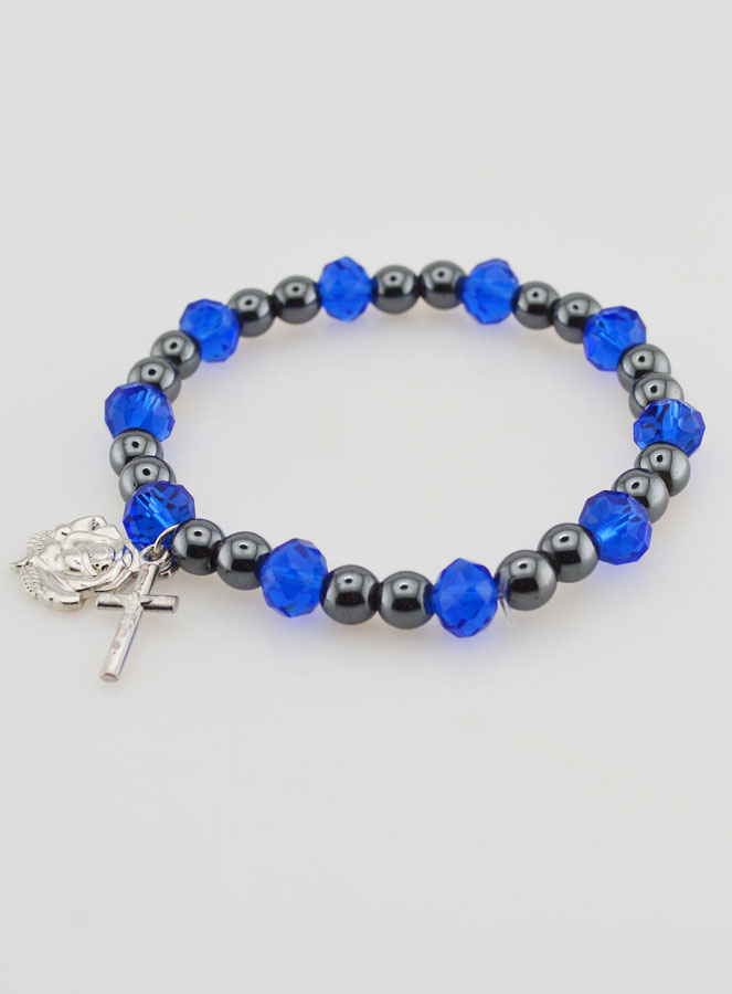 Bracelet Religieux Perles Noires et Bleues (pic 3)