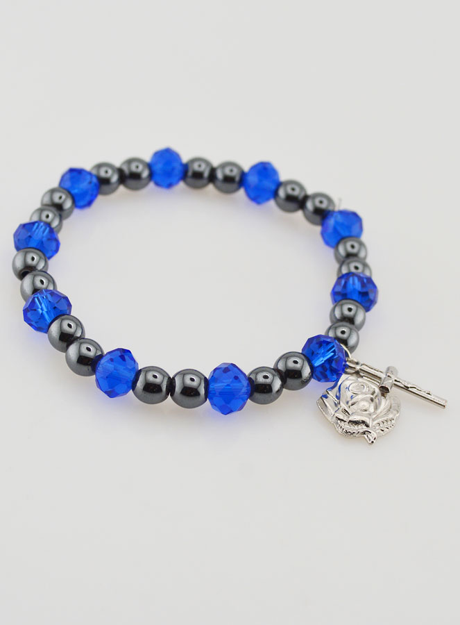 Bracelet Religieux Perles Noires et Bleues (pic 4)