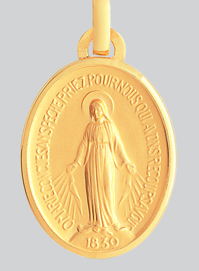 Médaille Miraculeuse Or 18 Carats avec Bords - 13 mm (pic 2)