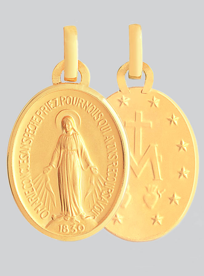 Médaille Miraculeuse Or 18 Carats avec Bords  - 16 mm (pic 1)