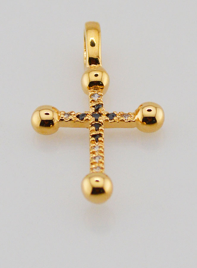 Croix en Plaqué Or et Diamants Strass - 20 mm (pic 2)