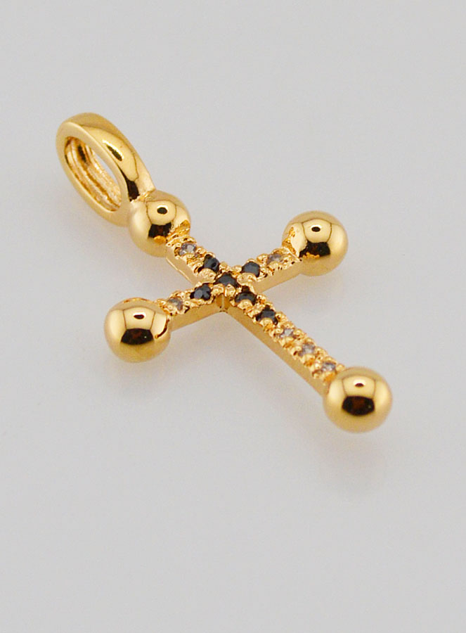 Croix en Plaqué Or et Diamants Strass - 20 mm (pic 3)