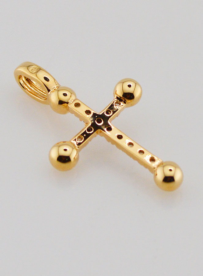 Croix en Plaqué Or et Diamants Strass - 20 mm (pic 4)
