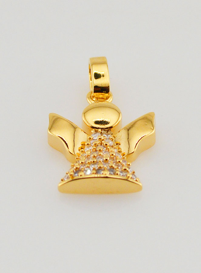 Pendentif Ange-Gardien en Plaqué Or et Diamants Strass - 15 mm (pic 2)