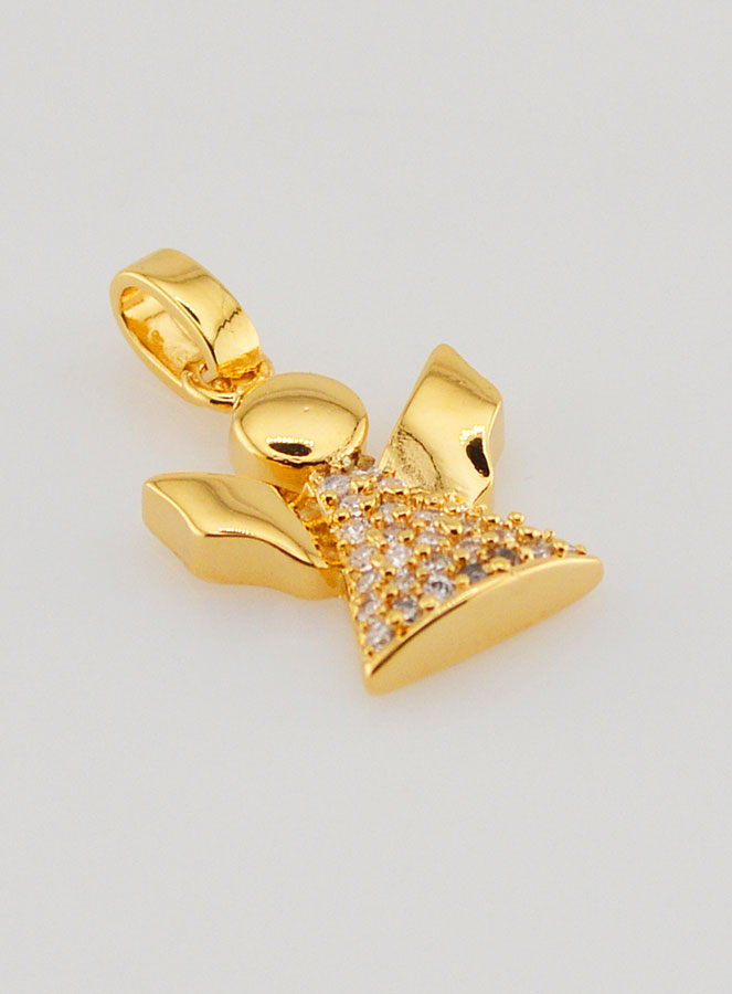 Pendentif Ange-Gardien en Plaqué Or et Diamants Strass - 15 mm (pic 3)