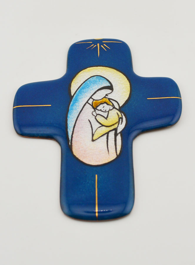 Croix de Communion Vierge de la Bonté en Emaux (pic 2)