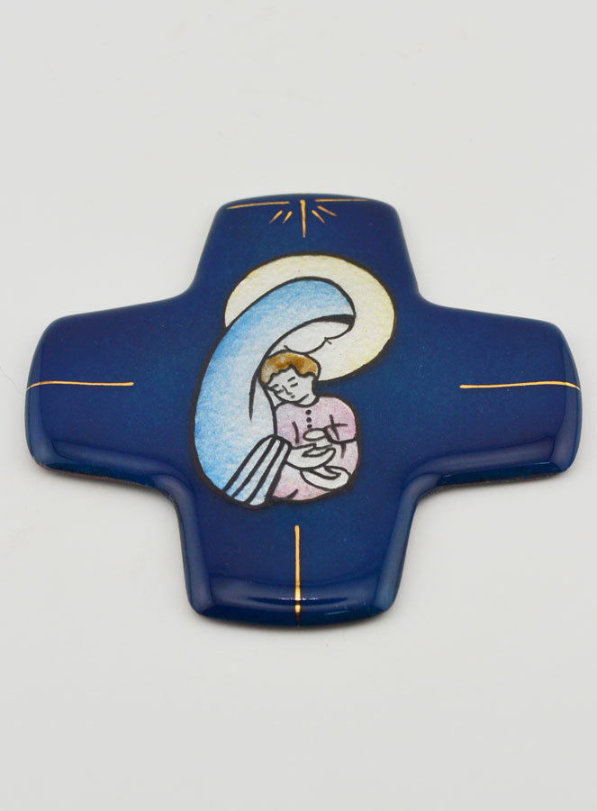 Croix Maternité Carrée en Emaux (pic 2)