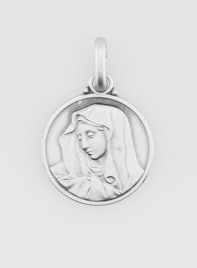 Médaille Vierge Marie au Voile en Argent 925/1000 (pic 1)