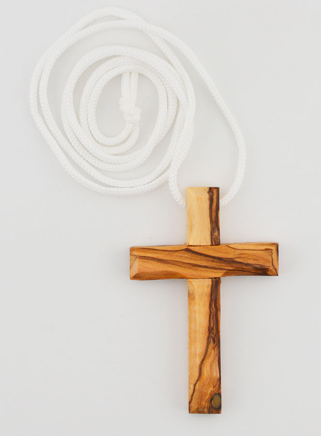 Croix d'Aube de Communion en Bois d'Olivier avec Cordon (pic 2)