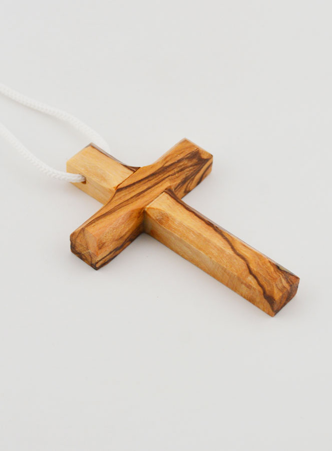 Croix d'Aube de Communion en Bois d'Olivier avec Cordon (pic 4)