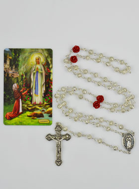 Chapelet de Communion en Perle Ajourées et Rose (pic 1)
