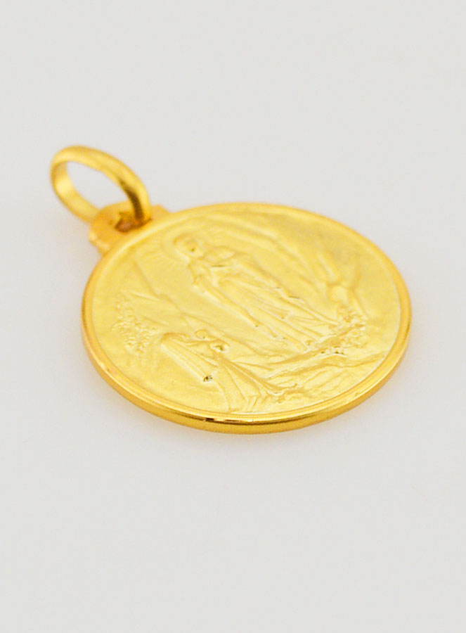 Médaille de Baptême Notre Dame de Lourdes en Plaqué Or (pic 3)