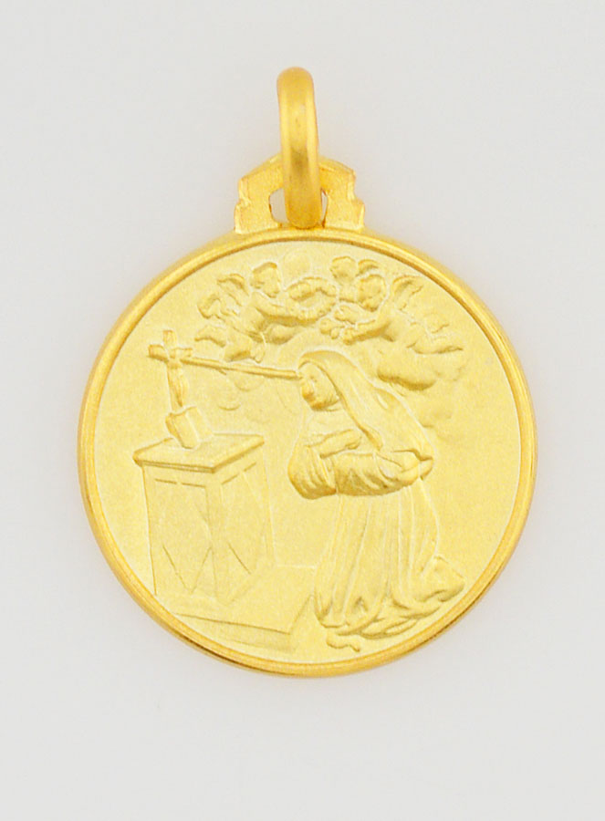 Médaille de Baptême Sainte Rita en Plaqué Or (pic 1)