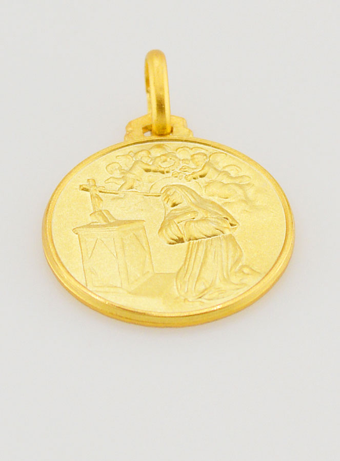 Médaille de Baptême Sainte Rita en Plaqué Or (pic 2)