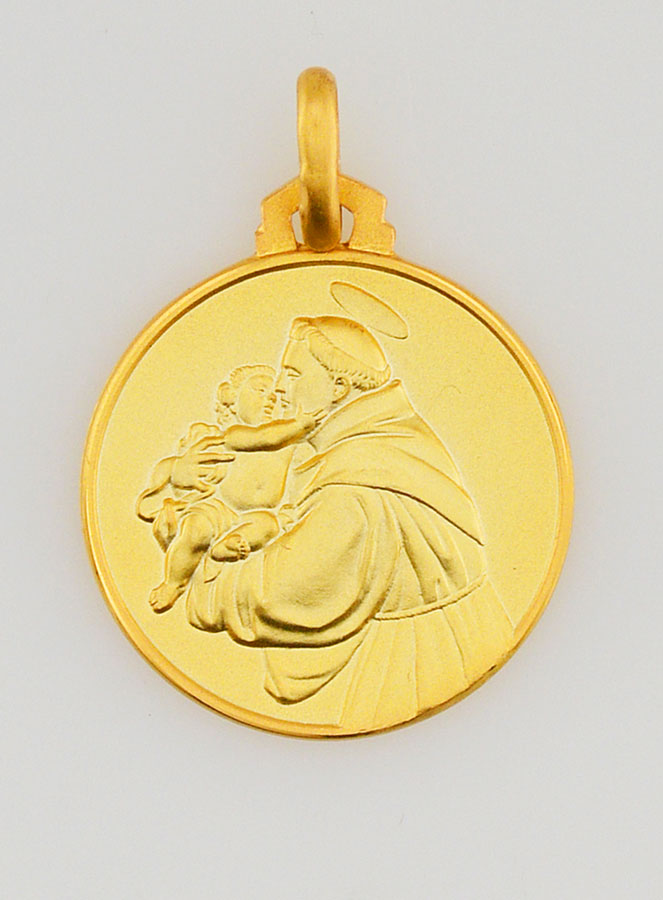 Médaille de Baptême Saint Antoine en Plaqué Or (pic 1)
