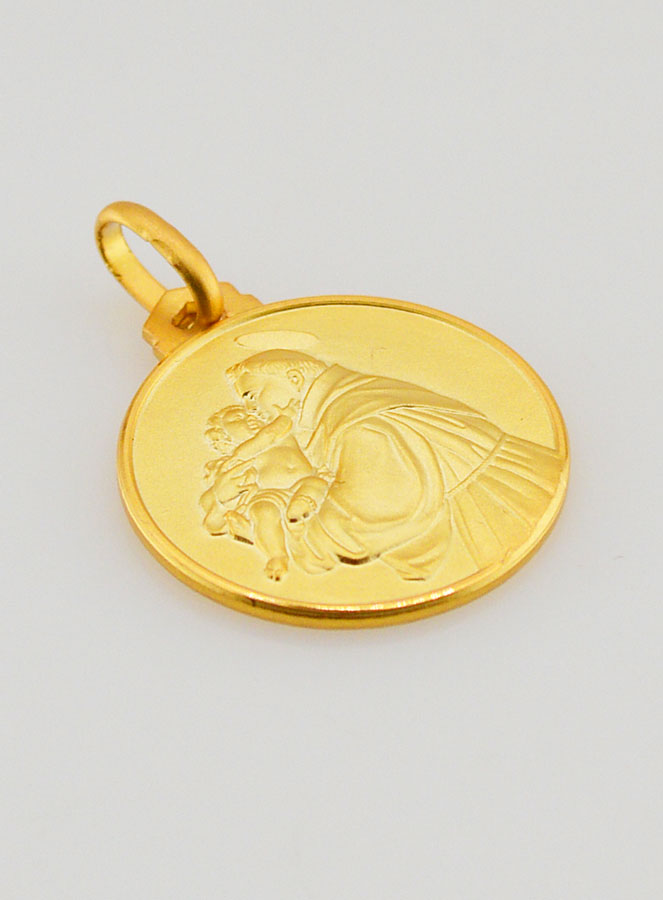 Médaille de Baptême Saint Antoine en Plaqué Or (pic 3)