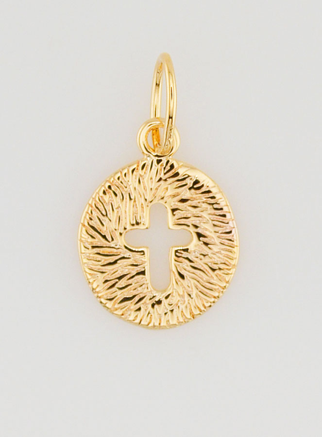 Médaille de Baptême Croix en Plaqué Or 18 Carats (pic 1)