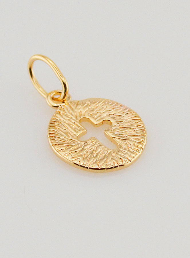 Médaille de Baptême Croix en Plaqué Or 18 Carats (pic 3)