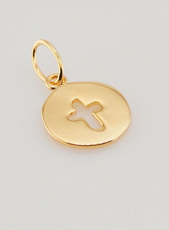 Médaille de Baptême Croix en Plaqué Or 18 Carats (pic 4)