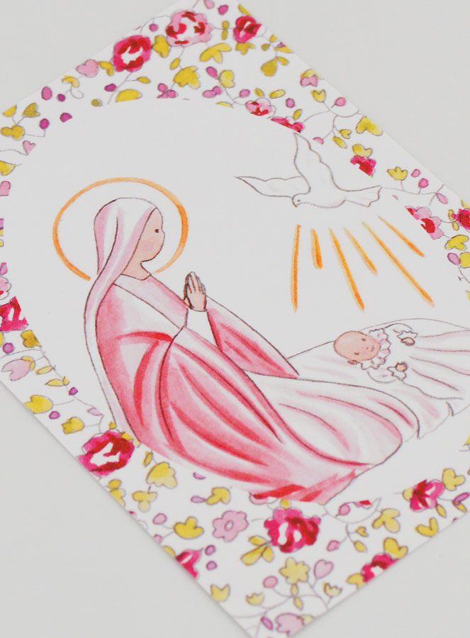 Image de Baptême - Vierge Marie et Colombe de l'Esprit Saint - Rose (pic 3)