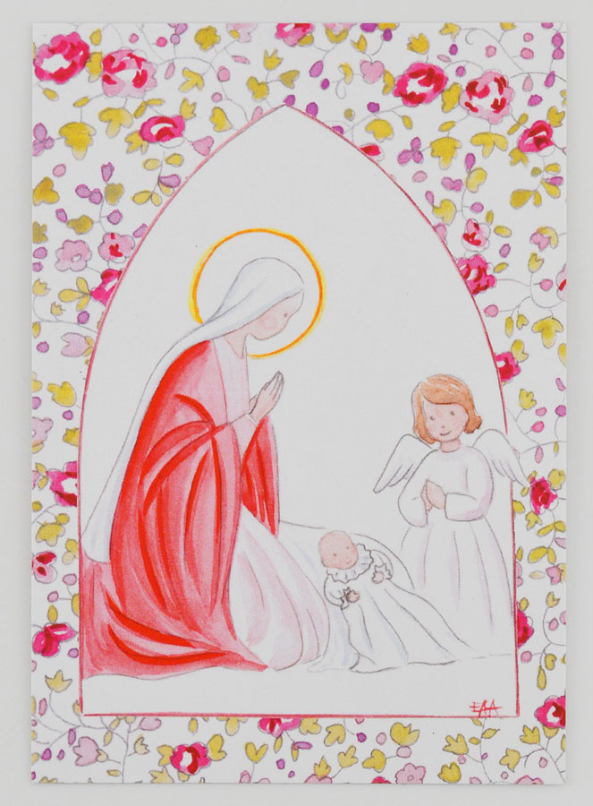 Image de Baptême - Vierge Marie et Ange-Gardien - Rose (pic 1)