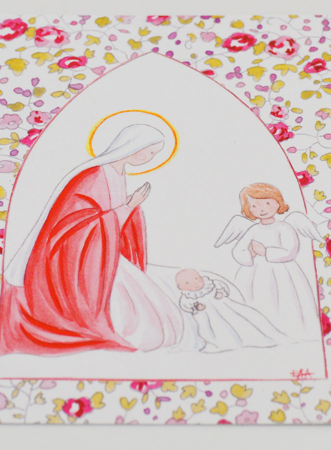 Image de Baptême - Vierge Marie et Ange-Gardien - Rose (pic 2)